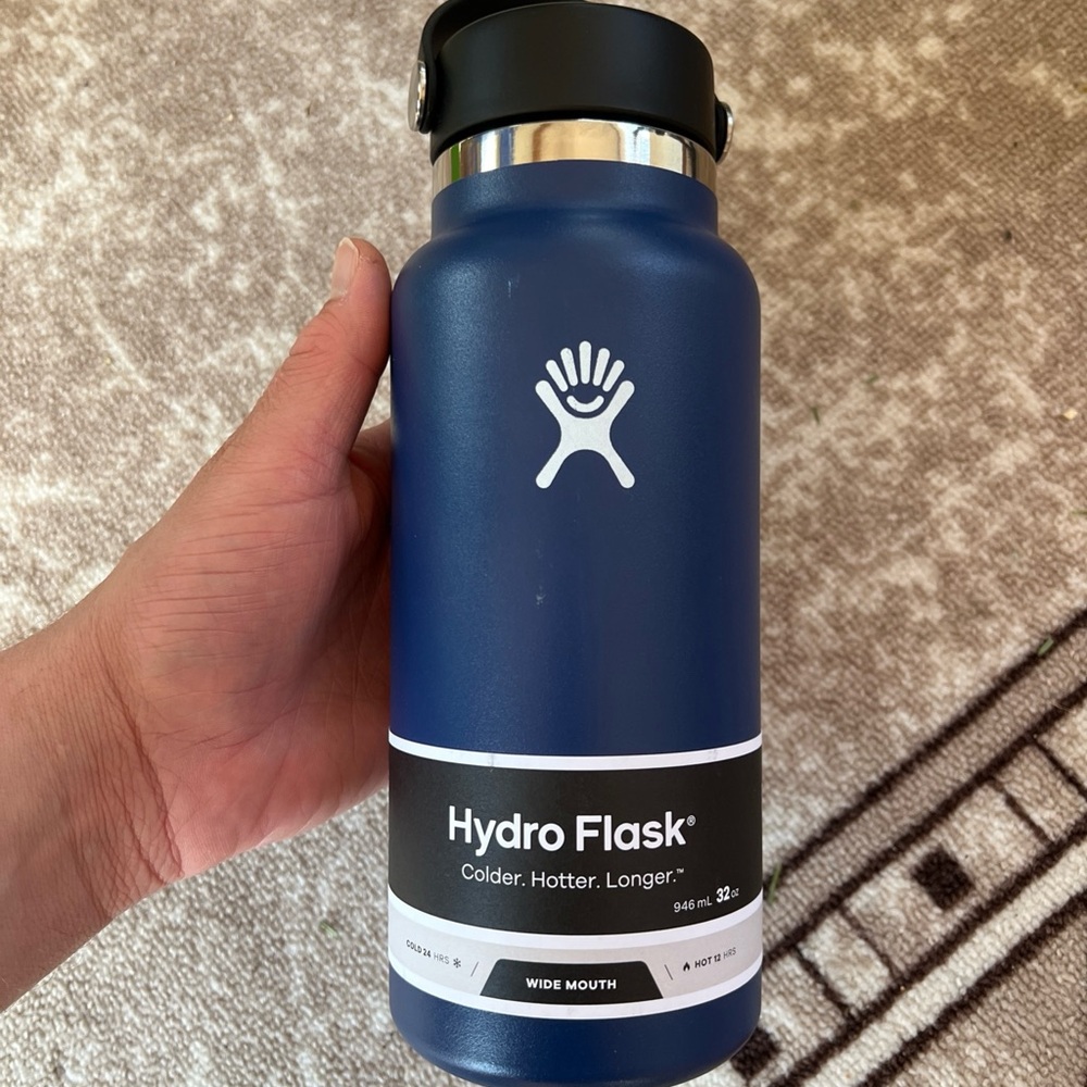 Hydro Flask Wide Mouth Bottle in Deep Blue with Black Lid